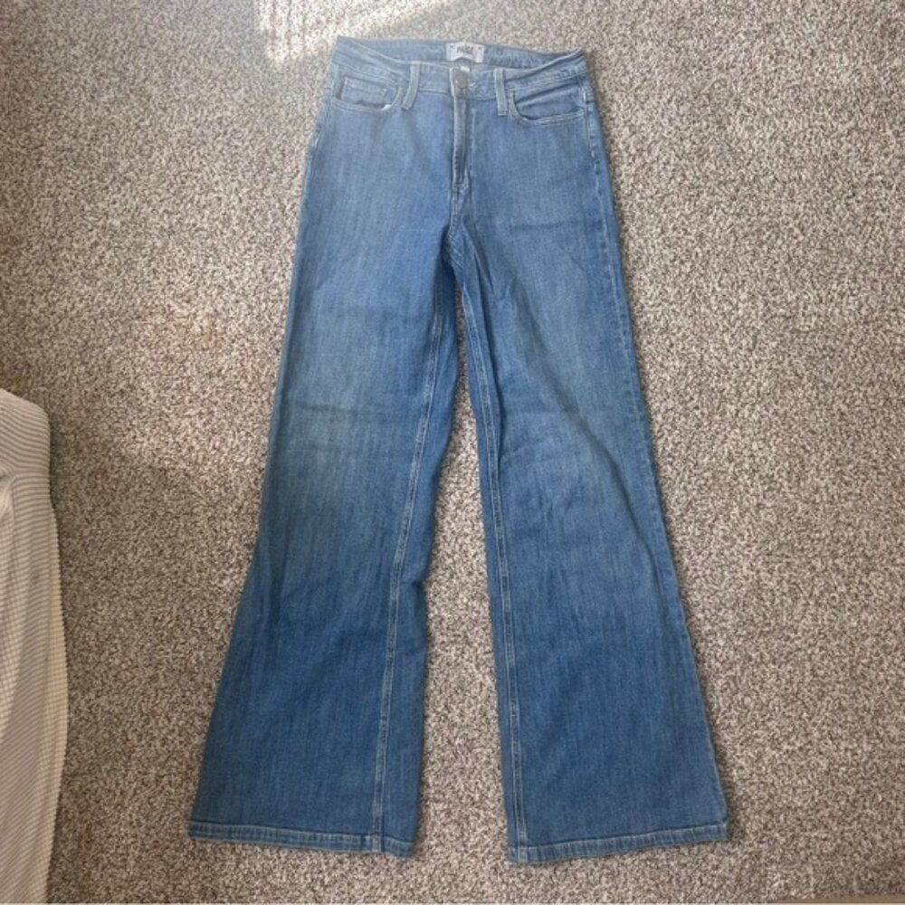 PAIGE Blue Flare Wide Leg Jeans Mid Rise Casual Denim Classic 26